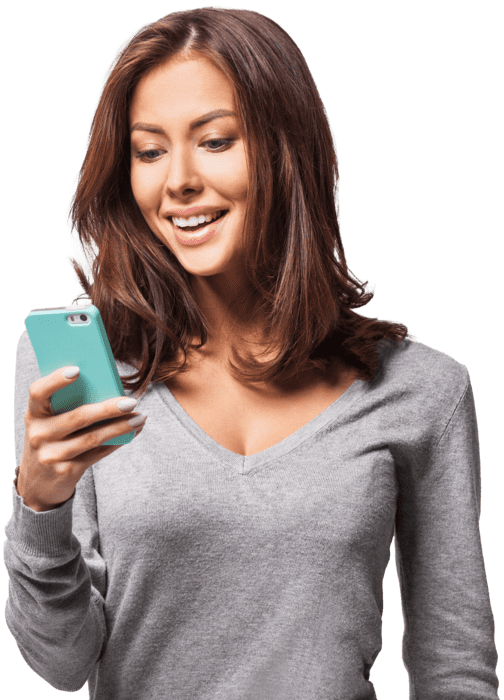 woman happy on phone